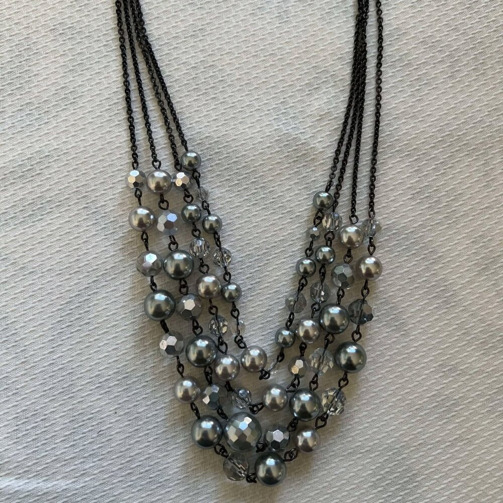Lia Sophia “Plaza” Multi-Strand Necklace – Hematite & Silver Tones - Picture 2 of 4